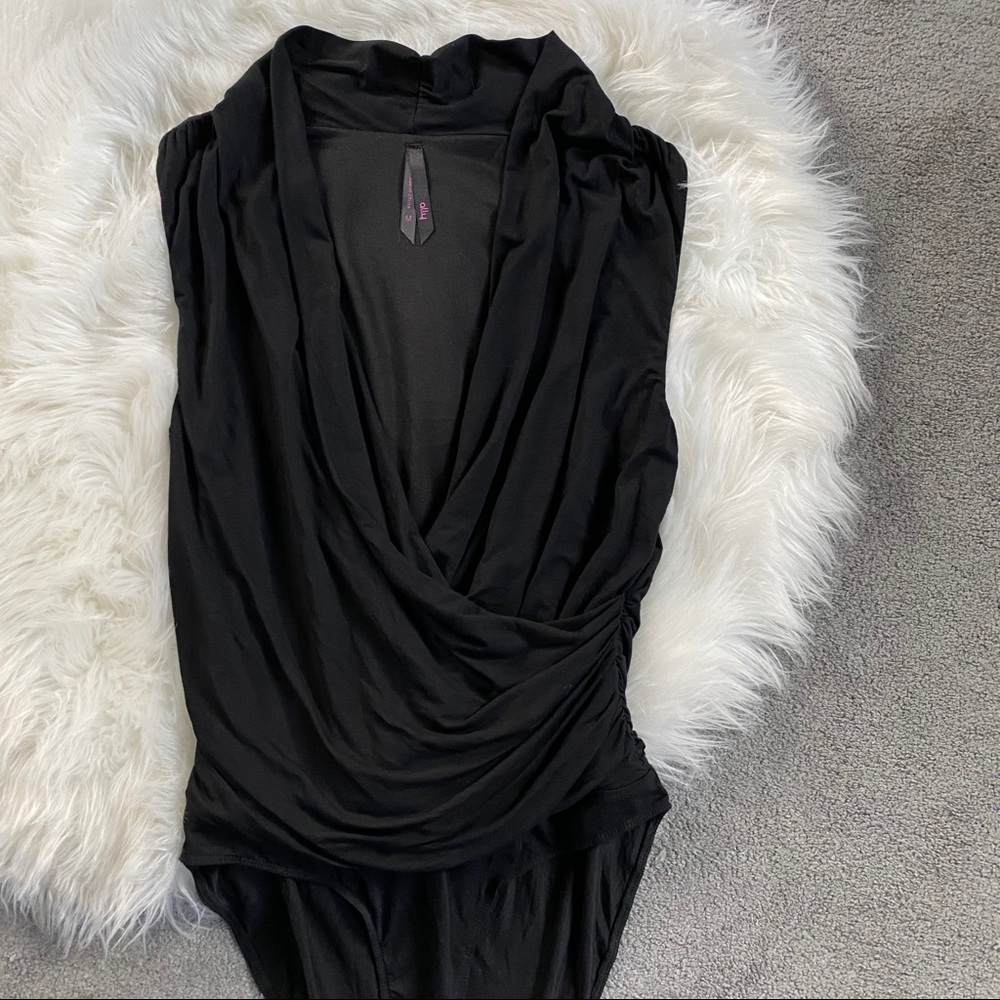 Deep V Black Body Suit